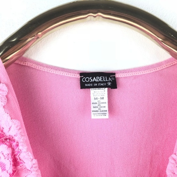 Cosabella Top Floral Lace Soft Mesh V Neck Shirt - Picture 4 of 4